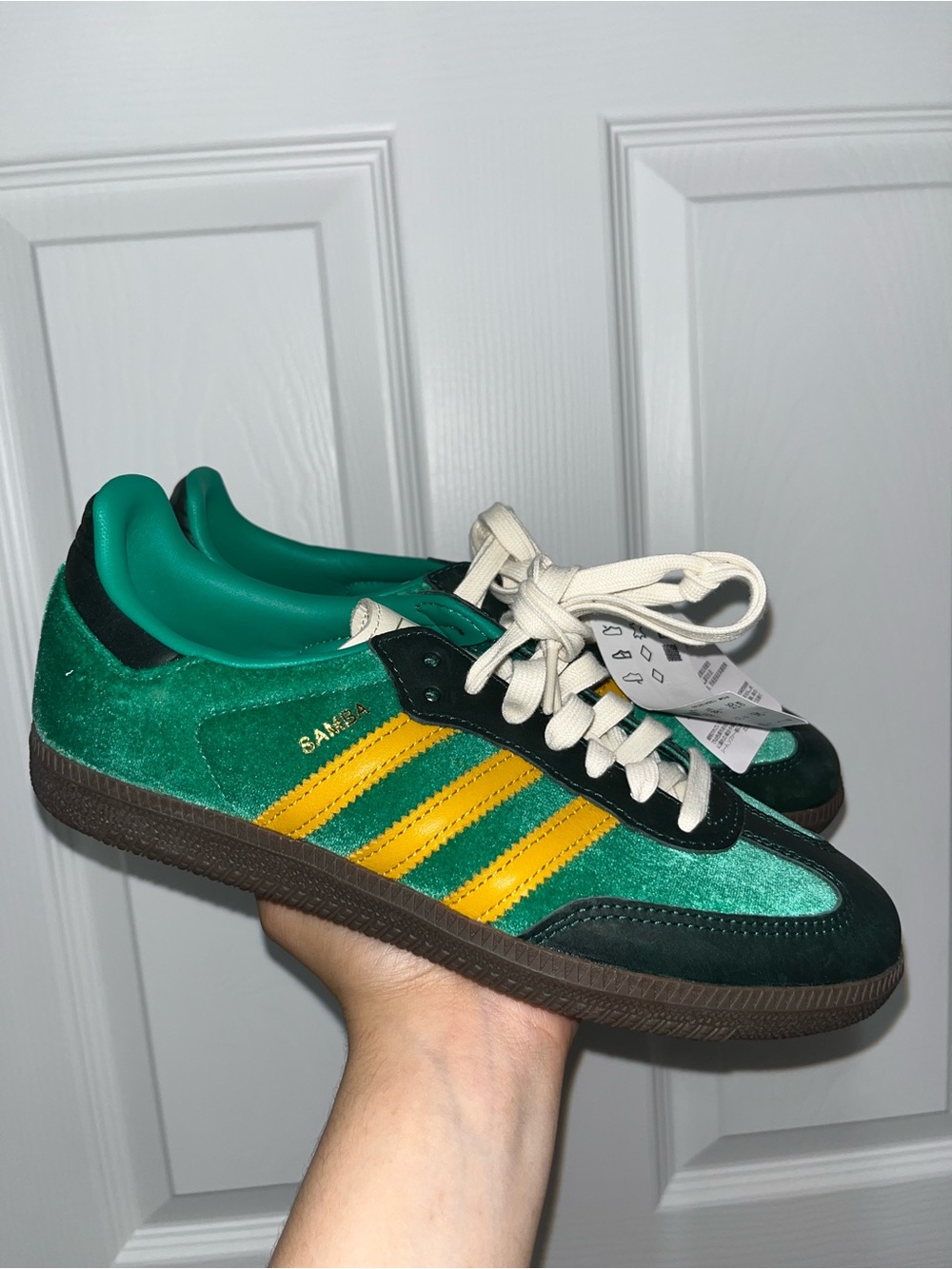 adidas Samba Suede Sneakers in Green and Yellow